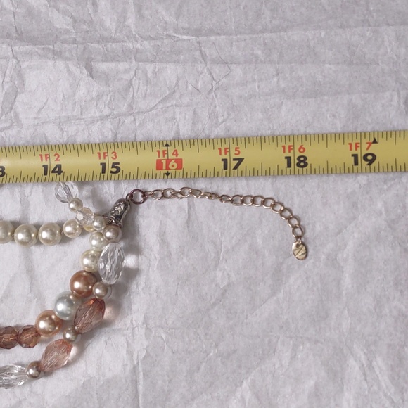 Multi strand Necklace With earrings Colors include Pearl, clear, brown and tan. - Picture 9 of 11